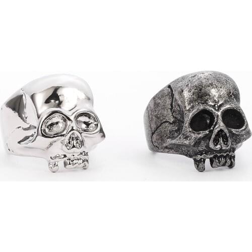 Vintage punk sull head ring Biker Rock Roll Gothic Rings Jewelry for men