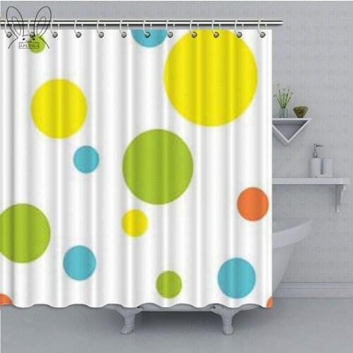 Colorful Circle Bathroom Curtain Geometric Waterproof Shower Curtain Polyester Fabric Bathtub Curtain Home Decor Shower Sets