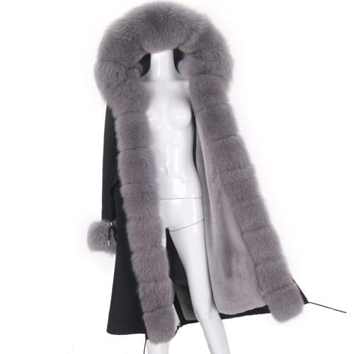 X-long Parka Waterproof Outerwear Real Fur Coat 7XL Winter Jacket Women Natural Fox Fur Hood Luxury Outerwear Detachable New