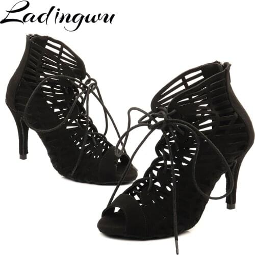 Ladingwu 2020 New Latin Dance Boots Women Indoor Sports Dance Shoes Unique Laser Pattern Salsa Dance Shoes Party Jazz Dance