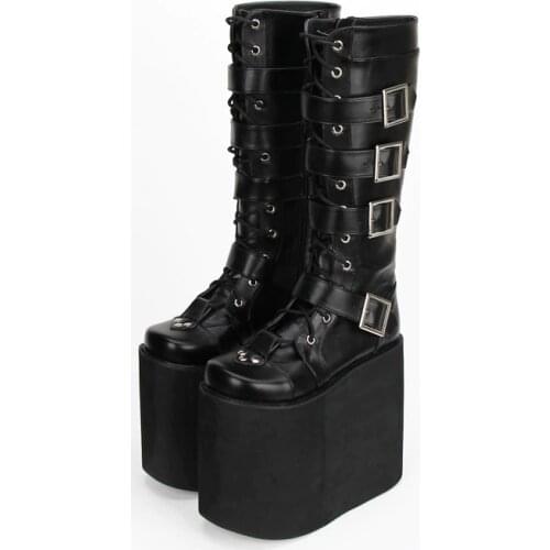 Princess sweet punk shoes LOLITA COS animation classic boots high boots lace high-heeled platform side zipper female pu9708