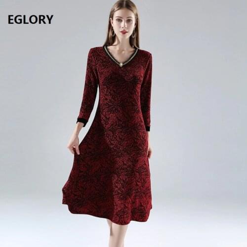 Female Dress 2020 Autumn Winter Clothes Women V-Neck Lurex Yarn Knitting Full Sleeve Casual Long Sweater Dress Wine Red Khaki