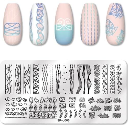 1Pcs Nail Stamping Plates Irregular Line Elemental Ornament Stamp Rectangle Template Nail Art Image Decoration DIY Manicure