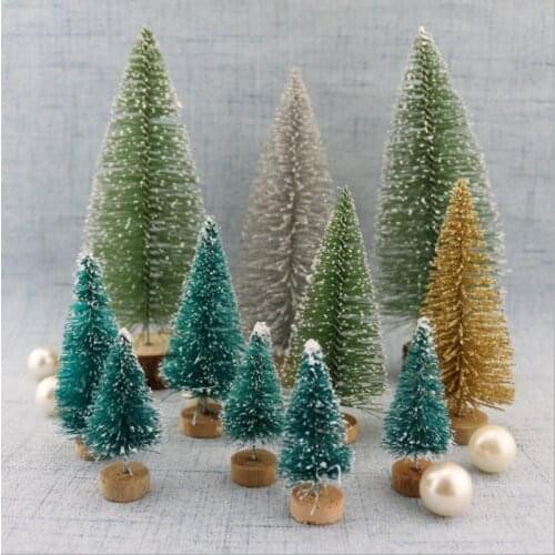 12Pcs 4.5CM Mini Christmas Tree Snow Xmas Tree Christmas Decorations for Home DIY Frost Village House Navidad New Year 2021 Gift