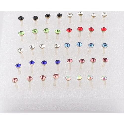 20 Pair/Set Women Girl Rhinestone Crystal Ear Stud Earrings Mixed Styles Round Small Earrings Sets Party Jewelry Gift