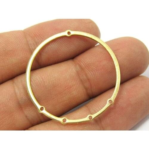 20pcs Brass earrings findings 33mm Raw brass circle charm holder 5 holes R149