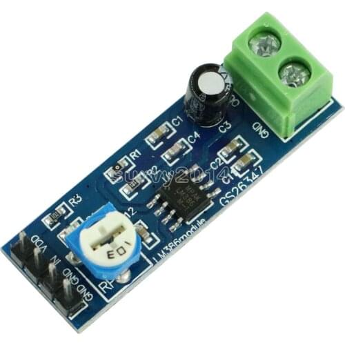 200 Times Gain LM386 Audio Amplifier Module 10K Adjustable Resistance Board 200 Multiplier Speaker Wire Holder 5V-12V
