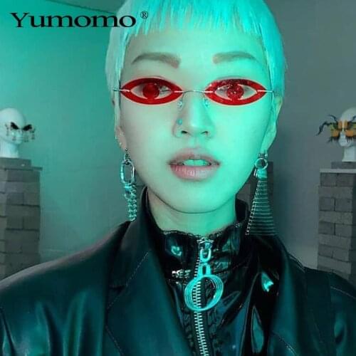 2020 New Fashion Small Eyes Sunglasses Women Hollow Oval Colorful Party Sun Glasses Female Men Rimless Hip Hop Shades