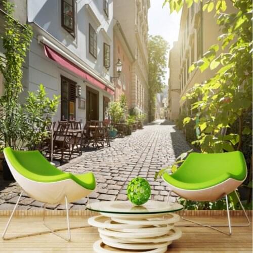 Beibehang wallpaper The cafe bar large City street photo 3d wallpaper 3D living room bedroom personality 3d wallpaper mural