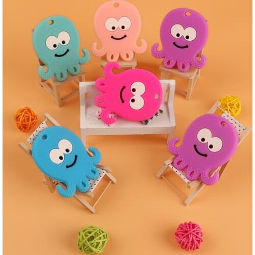 Kovict 5/10pcs Baby Teether Mint Original Silicone Octopus Teether BPA Free Silicone Teether Pendant For Nursing Necklace Making