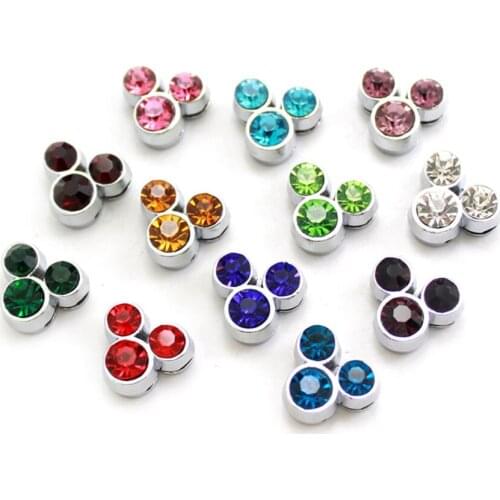 100pcs/lot 8mm Full Rhinestone Mouse Slide Charm DIY Alphabet Accessories Fit for 8mm Pet Collar