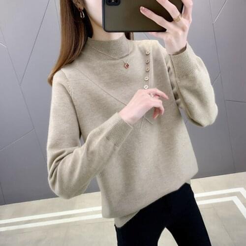 Lateral line no. 2 in room 190823 】 make half a turtleneck oblique button turtleneck sweater [1192] 44