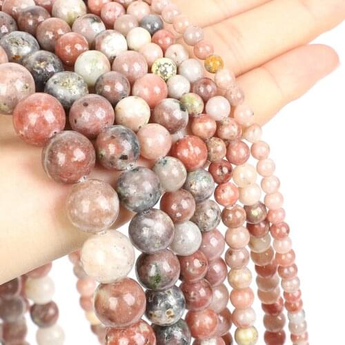 95pcs Natural Stone Beads Chrysanthemum Stone Coral Fossils Round Loose Beads For Jewelry Making Bracelet Necklace 4/6/8/10/12mm