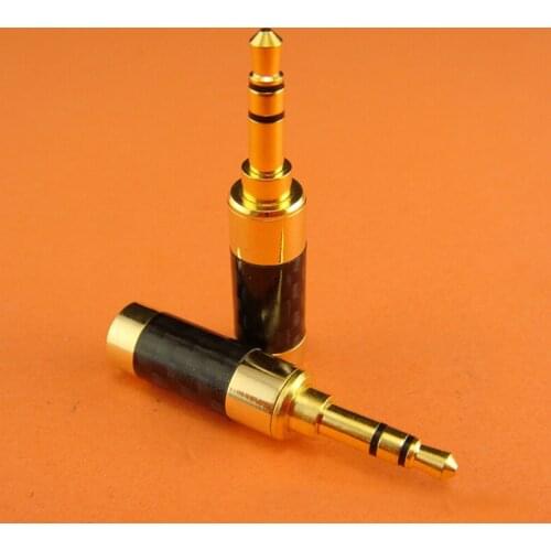 10 pcs Black plug 3.5MM Headphone stereo Jack plug gold-plated pin 4mm 6mm tail hole for diy earphone headset