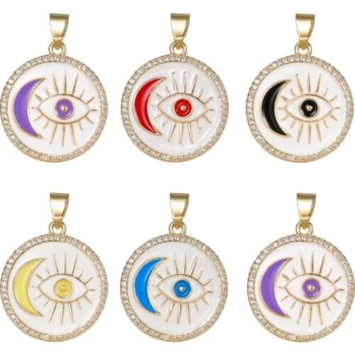 DIY Enamel Necklace Bracelets Pendants Colorful Moon Evil Eyes Charms For Lady Handmade Earrings Supplies Jewelry Accessories