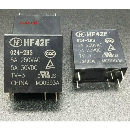 HF42F-024-2HS relay JZC-42F-024-2HS 6-pin 5A250VAC