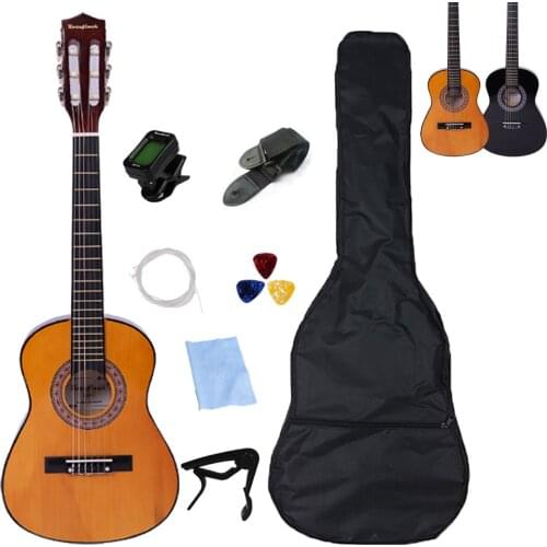 30 Inch 6 String Classical Guitar Basswood Wooden Guitarra For Beginners Home-schooling Bag Capo Strings Picks Tuner CGT301