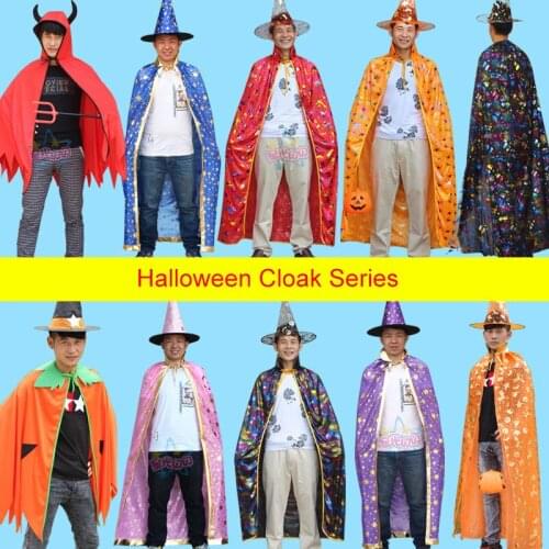 Adult Cosplay Wizard Costume For Christmas Birthday Party Halloween Party Cape Robe Hat Star Pumpkin Cape Costumes Performance