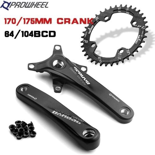 Crank-hole square PROWHEEL-170-175MM, crank mountain bike 30/32/34/36/38/40/42/44/46/48/50 / 52T gear 64-104BCD