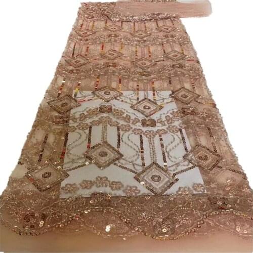 SJ Lace Beaded 2021 Nigerian Net Mesh Tulle Lace Top Selling Sequins Lace Fabrics Nigerian Lace Fabrics For Wedding Dress dx5-77