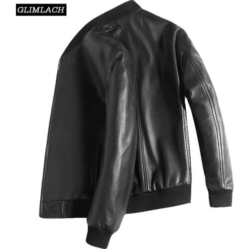 Black Aviation Genuine Leather Jacket Men Sheepskin Real Leather Coats Large Size Pilot Bomber Jacket Slim Fit Veste Cuir Homme