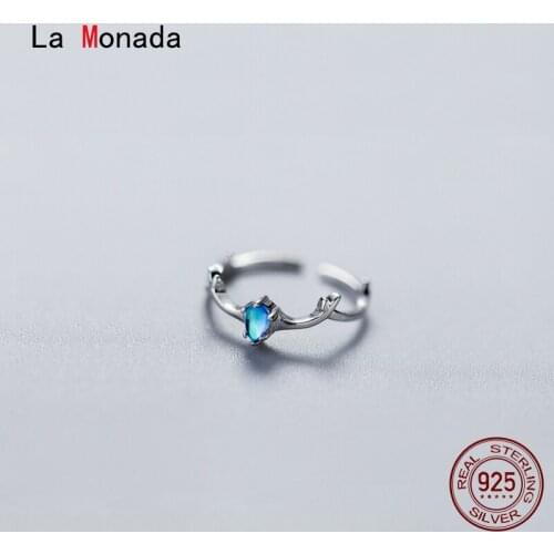 La Monada50-56mm Women Ring 925 Sterling Silver Minimalist Elk Gradient Blue Rings For Women 925 Silver Fine Jewerly Rings Woman