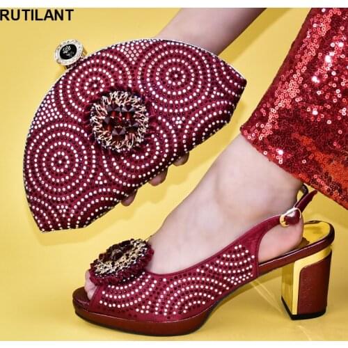 Summer High Heeled Shoes for Women Italian Shoes with Matching Bags High Quality Nigerian Style Shoes and Bag Set Wedding Shoe