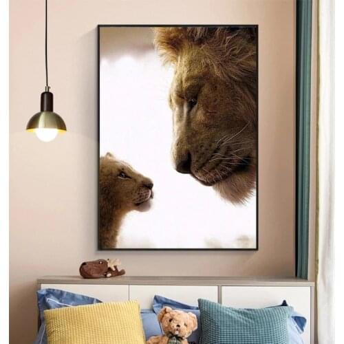 Lioness and Cub Black and White Canvas Art Painting Posters and Prints Wall Art Picture for Home Decor Cuadros Vintage Room