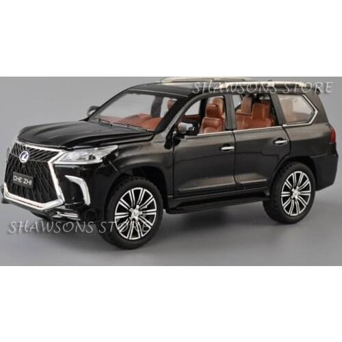 1:24 Scale Diecast Metal Model Car Toys Lexus LX570 Luxury SUV Pull Back Miniature Replica With Sound & Light Large