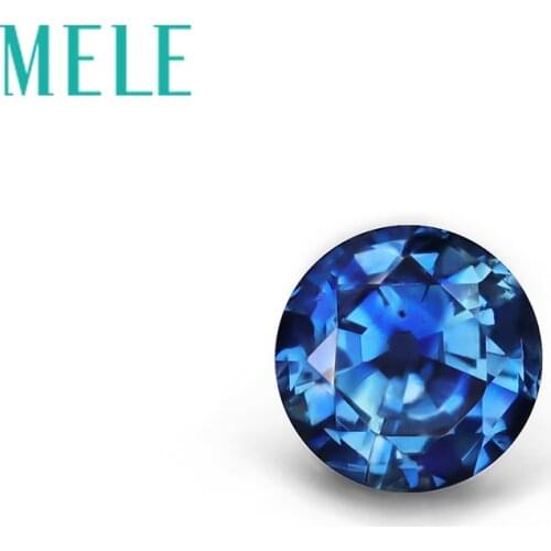 MELE Natural Blue Sapphire loose gemstone for jewelry making,5X5mm Round Cut 0.7ct fine jewelry DIYstones with High quality