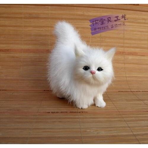 Cute simulation white cat toy polyethylene & furs small cat doll gift 12x6x12cm 0926