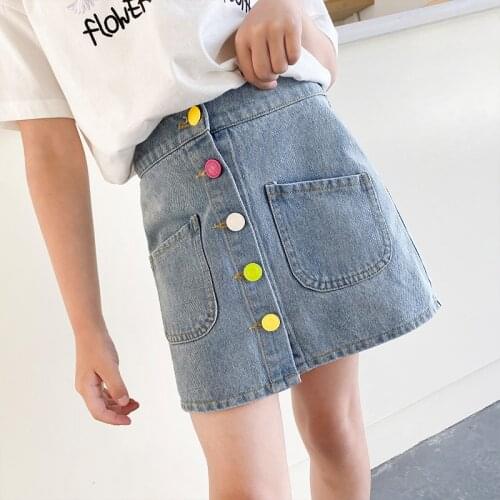 Fashion Girls Clothing Kids Skirts for Girls 2020 Colorful Button Kids School Uniform Pettiskirt Girls Jean Skirt 8 10 12 year