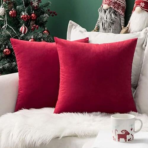 Pack of 2, Velvet Soft Solid Decorative Square Throw Pillow Covers Set Cushion Cases Pillowcases for Sofa Bedroom Car18x18 Inch