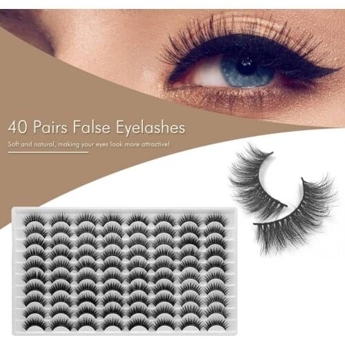 40 IN 1 False Eyelashes Fluffy Natural Beauty False Eyelashes Set 3D Eyelashes Soft Fake Eyelash Extension Makeup Wholesale