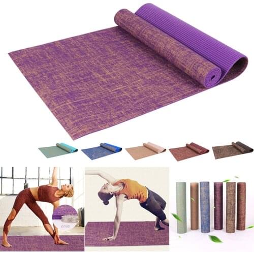 Non-slip Yoga Mat Exercise Pilates Pad Nature Yoga Mat Linen + PVC Material Workout Bodybuilding Yoga Mat Pad Jute Mats XA165+A