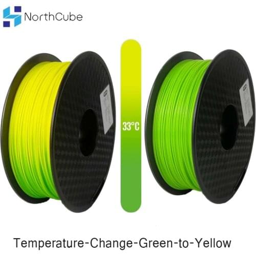 3D Printer Filament Color Changing with Temperature, PLA Filament 1.75mm +/- 0.03 mm, 2.2 LBS(1KG)Green-to-Yellow