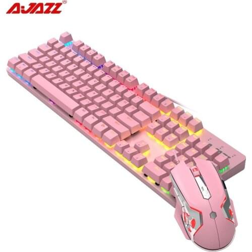 New Girly Pink Gaming Mechanical Wired Keyboard 104-key USB Interface RGB Backlight is suitable for Gamers PC Laptops