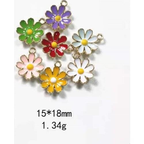 New Dripping Oil Curved Surface Daisy Alloy Jewelry Accessories DIY Handmade Accessories Rubber Band Earrings Bracelet Pendants
