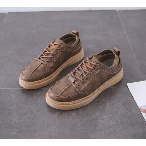 New Mens Shoes 2021 Autumn And Winter Korean Style Lace-Up Casual Shoes All-Match Sports Shoes Breathable Flat Bottom Shoes