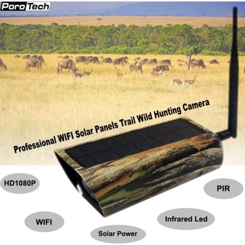Newest Solar Powered Wild Hunting Camera 1080P WIFI Trail Camera 2MP with Infrared LED PIR Waterproof Night Vision SD Card