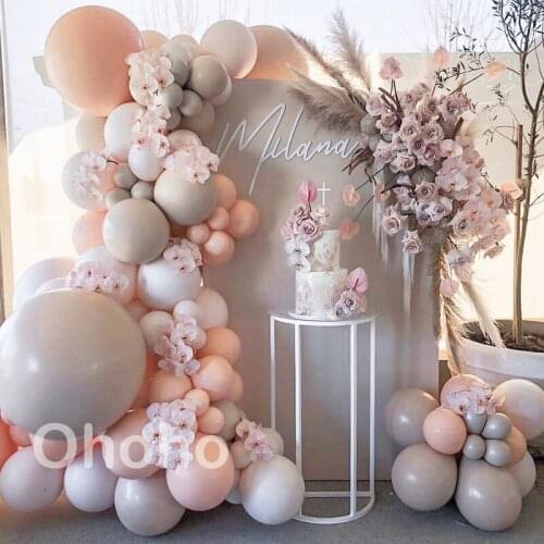 Peach Grey Balloon Garland Arch Kit Kids Adult Birthday Party Decoration Wedding Bridal Baby Shower Orgainc Balon Set