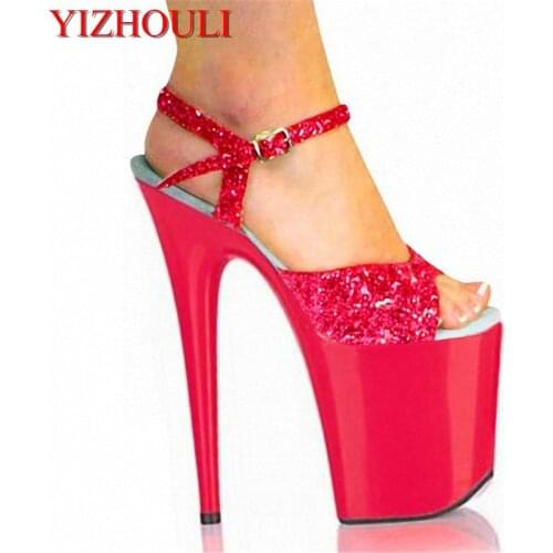 Sexy Shoes 8 inch Pointed High Heels Open Toe Womens Shoes 20CM High-Heeled Sandals Platform Dance Shoes