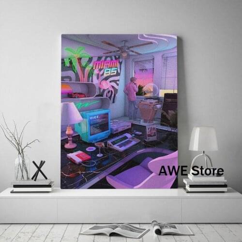 Synthwave Miami 85 Retrowave poster Canvas Wall Art Decoration prints for living Kid Children room Home bedroom decor painting