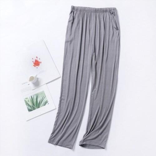 Plus Size Mens Pajama Pants Modal Cotton Pants Cropped Loose Elastic Band Comfort Pant Home Clothes