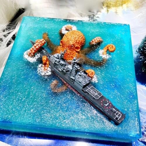 Handmade Ocean Octopus Warship Ship Crystal Resin Decoration Creative Gift