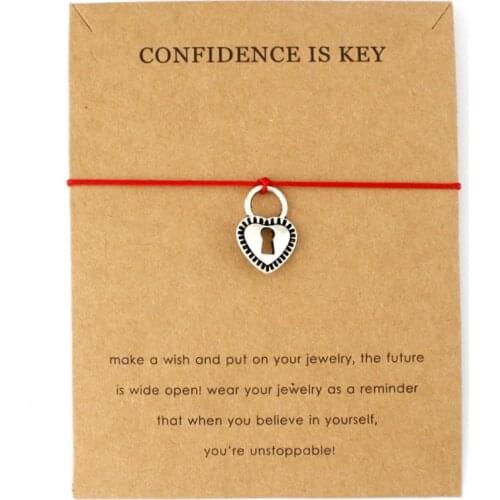 Lock Heart Love Key Confidence Charms Bracelets Horseshoe Softball Adjustable Jewelry Women Boys Men Lovers Friendship Gift