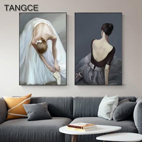 Nordic Black Tight Skirt Girl Poster n Print Modern Beauty Women Wall Pictures for Living Room Abstract White Dress Canvas Art