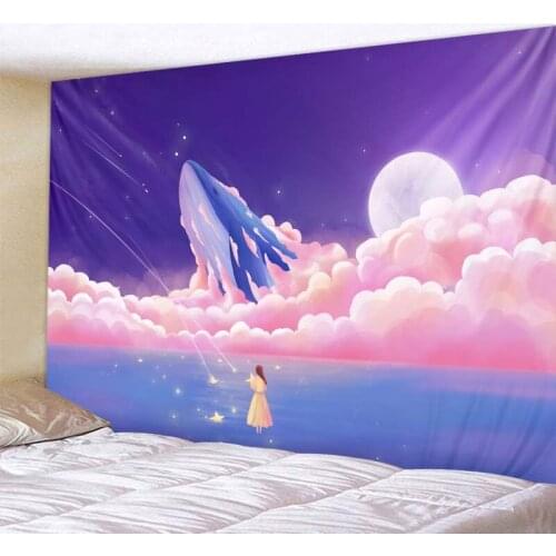 Fantasy landscape beautiful art tapestry home decoration wall hanging bohemian yoga mat hippie background wall tapestry