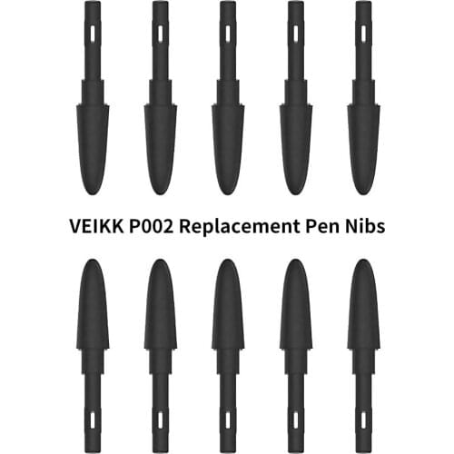 VEIKK P002 10pcs Replacement Pen Nibs Battery free Stylus Wear-resistant Pen Nib for VEIKK A50 A15 A15Pro Graphics Tablets