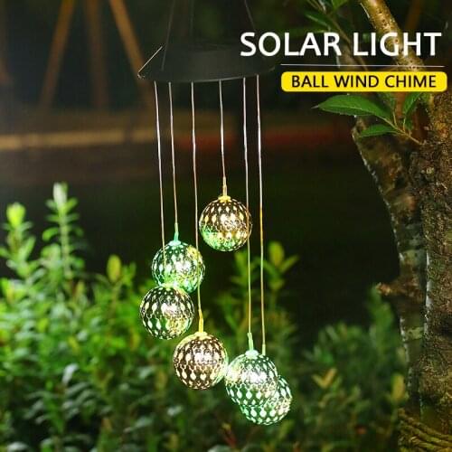 LED Solar Wind Chime Crystal Ball Hummingbird Wind Chime Light IP65 Waterproof Solar Light For Home Garden Lawns Decor Lights